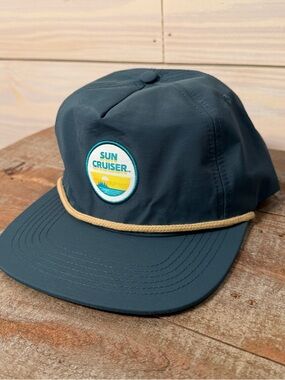 Sun Cruiser Hat Cap Snap Back Blue Yellow Patch Outdoor Mens Trucker Nautical